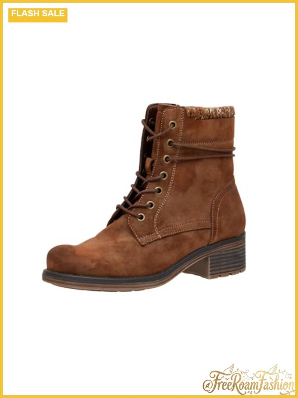 Women's Lace-Up Ankle Boots with Faux Leather and Memory Foam